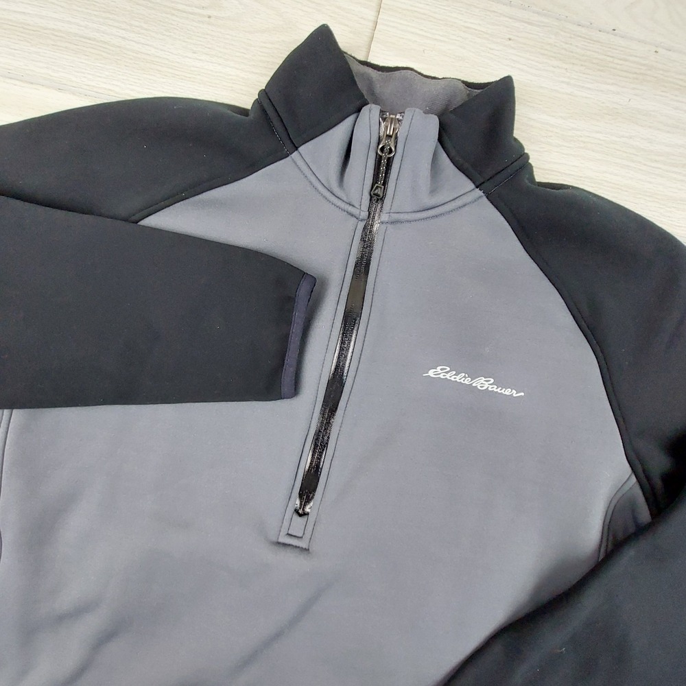 Eddie Bauer First Ascent Jacket Sweater 1/4 Zip Mens Medium Gray Fleece Pullover